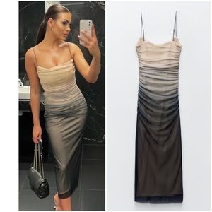 Zara Ombre Print Corset Dress with Tulle
